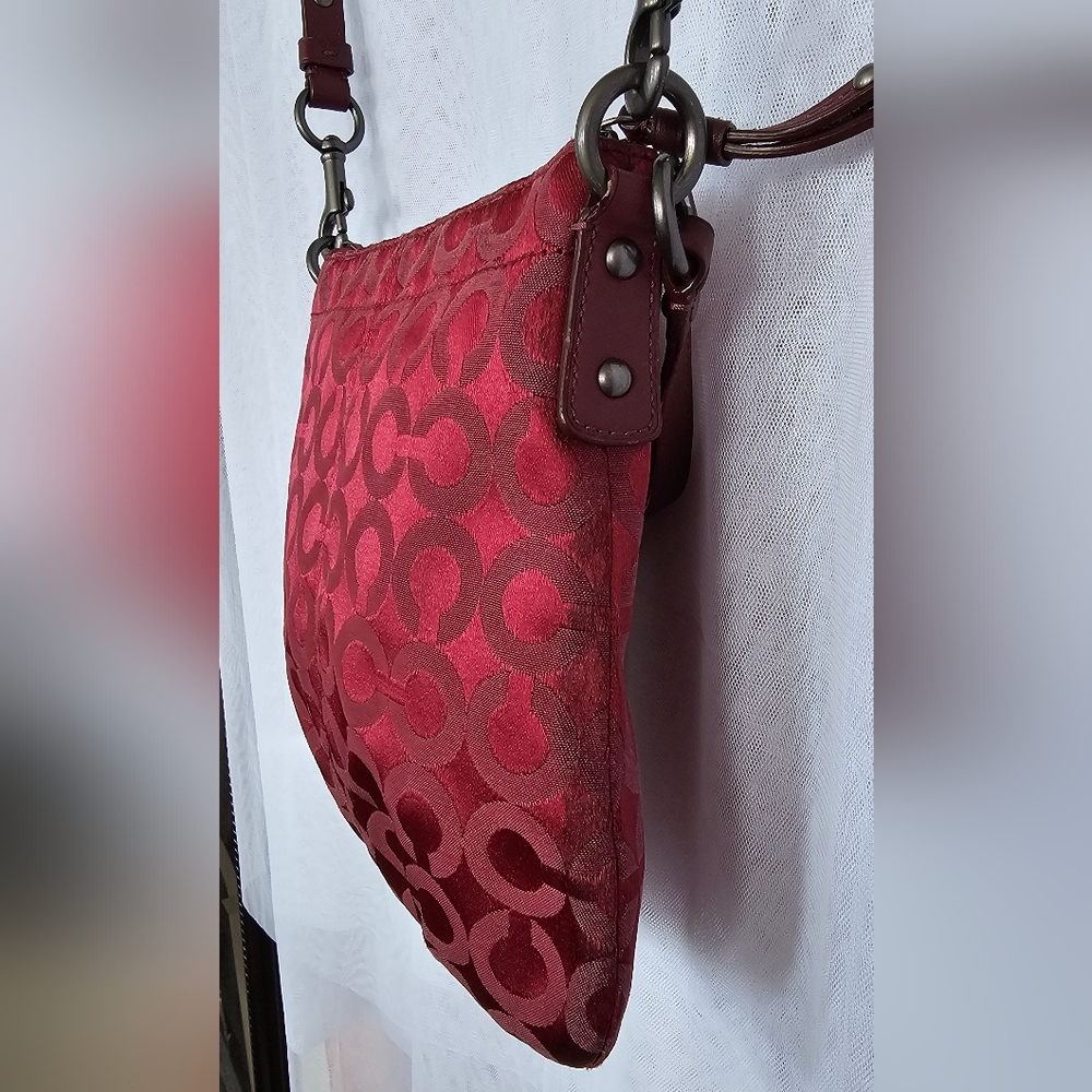 Coach Brooke Pleated Crossbody/Shoulder Bag Maroon Red - Picture 10 of 14